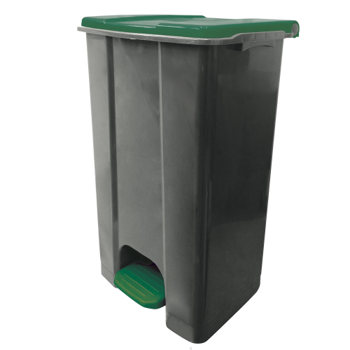 Contenitore mobile Ecoconti - a pedale - 80 L - plastica riciclata - grigio/verde - Medial